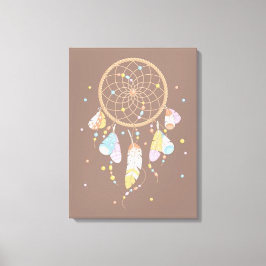 Tribal Drocatcher Boho Brown Canvas Afdruk (Voorkant)