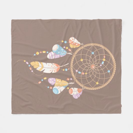 Tribal Drocatcher Boho Brown Fleece Deken (Voorkant (Horizontaal))