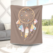 Tribal Drocatcher Boho Brown Fleece Deken