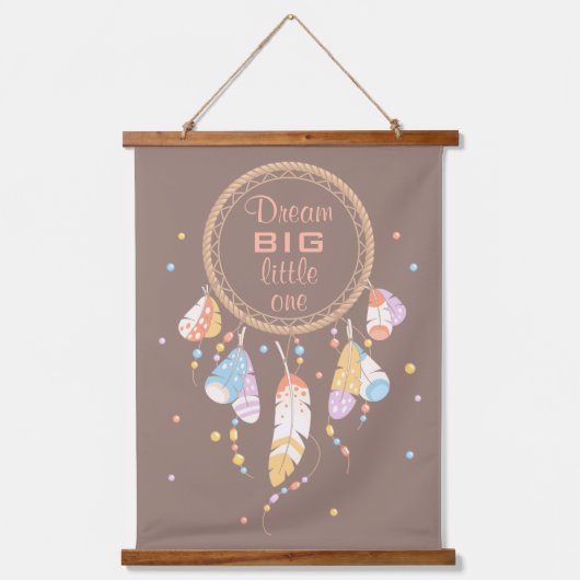 Tribal Drocatcher Boho Brown Quote Hangend Wandkleed (Voorkant)