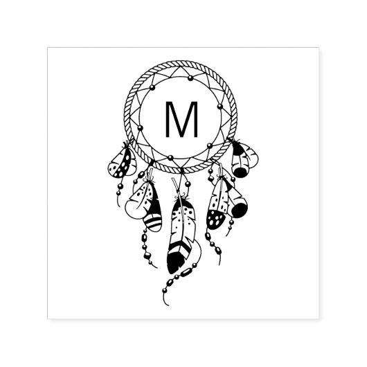 Tribal Drocatcher Boho Monogram Zelfinktende Stempel (Design)
