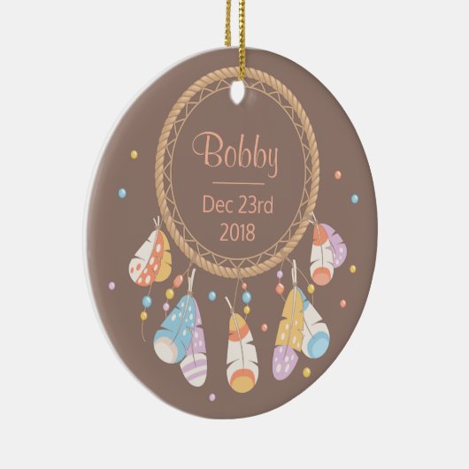 Tribal Drocatcher Boho New Baby Keepomwille Keramisch Ornament (Rechts)