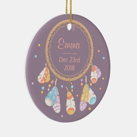 Tribal Drocatcher Boho New Baby Keepomwille Keramisch Ornament (Rechts)