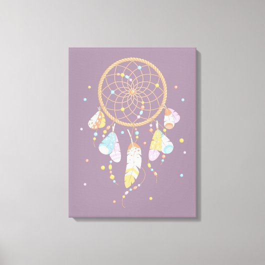 Tribal Drocatcher Boho Paars Canvas Afdruk (Voorkant)