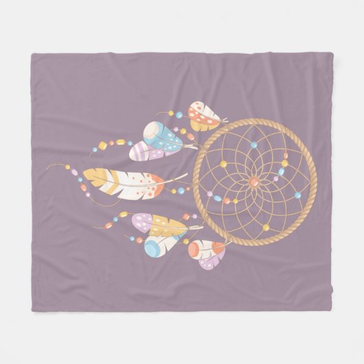 Tribal Drocatcher Boho Paars Fleece Deken (Voorkant (Horizontaal))