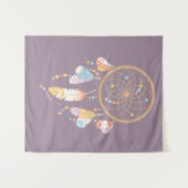 Tribal Drocatcher Boho Paars Wandkleed (Voorkant (horizontaal))
