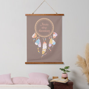 Tribal Drocatcher Boho Quote Brown Hangend Wandkleed