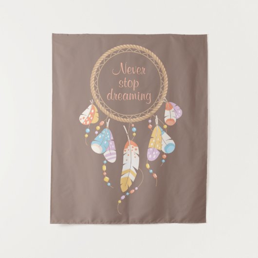 Tribal Drocatcher Boho Quote Brown Wandkleed (Voorkant)