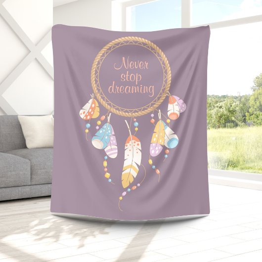 Tribal Drocatcher Boho Quote Paars Fleece Deken