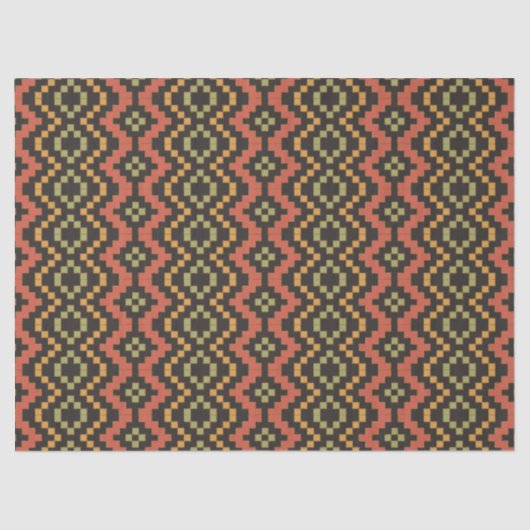 Tribal Egyptisch Rood Zwart Groen Mand Weave Tissuepapier (Voorkant)