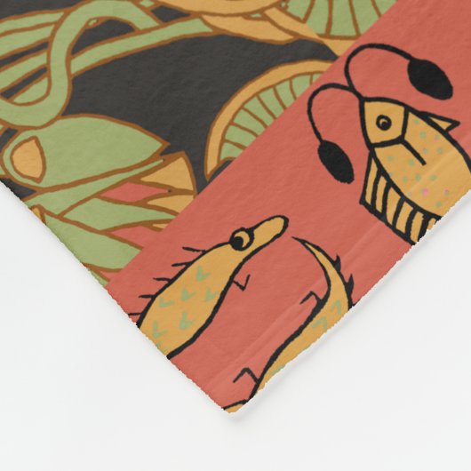 Tribal Egyptische Faux Patchwork Rusty Red Fleece Deken (Hoek)