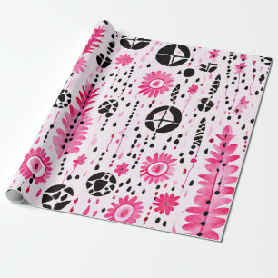 Tribal Elegance: roze, zwart en wit Cadeaupapier