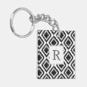 Tribal Elegant Black en White Ikat Pattern Sleutelhanger (Voorkant Links)