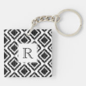 Tribal Elegant Black en White Ikat Pattern Sleutelhanger (Achterkant)
