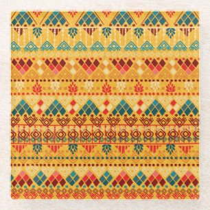 Tribal elementen, veelzijdig naadloos patroon. glazen onderzetter