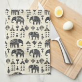 Tribal Elephant Boho Pattern (1) Theedoek (Quarter Fold)