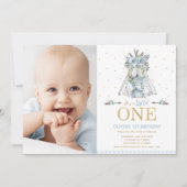 Tribal Elephant Boy Wild One 1st Birthday Foto Kaart (Voorkant)