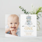 Tribal Elephant Boy Wild One 1st Birthday Foto Kaart (Staand voorkant)