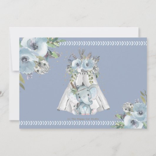 Tribal Elephant Boy Wild One 1st Birthday Foto Kaart (Achterkant)