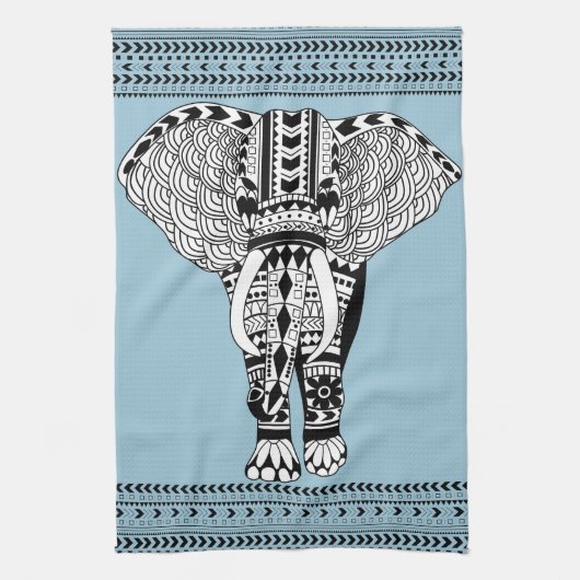 Tribal Elephant Kitchen Towel Theedoek (Verticaal)