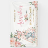 Tribal Elephant Pink Floral Baby shower Backdrop Spandoek (Verticaal)