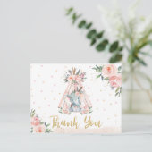 Tribal Elephant Verjaardag Baby shower Dank u Briefkaart (Staand voorkant)