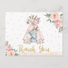 Tribal Elephant Verjaardag Baby shower Dank u Briefkaart