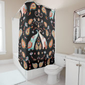 Tribal Elephant: Waterverf Paisley Pattern. Douchegordijn (In situ)