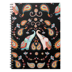 Tribal Elephant: Waterverf Paisley Pattern. Notitieboek