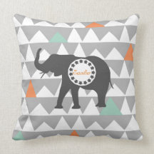 Tribal Elephants Aztec Andes Pattern Monogram