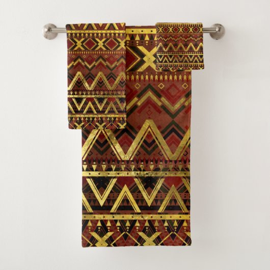 Tribal Ethnic Boho Patroon Bad Handdoek (Insitu)