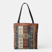 Tribal Ethnic Brown Gold & Green Tote Bag (Achterkant)