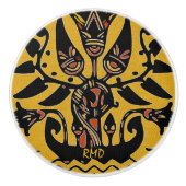 Tribal Ethnic Tattoo Patroon Keramische Knop (Voorkant)