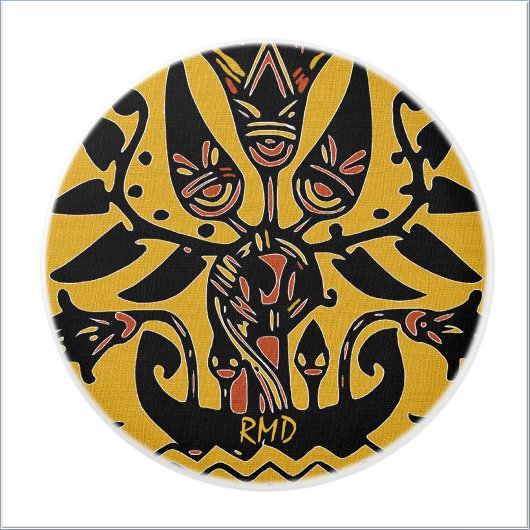 Tribal Ethnic Tattoo Patroon Keramische Knop