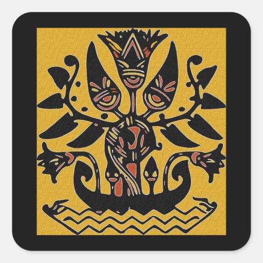 Tribal Ethnic Tattoo Patroon Vierkante Sticker (Voorkant)