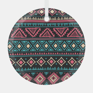 Tribal Etnisch Bedrijfspatroon Glas Ornament