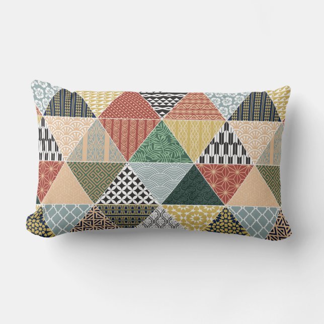 Tribal etnisch kleurrijk patchwork-patroon kussen (Voorkant)