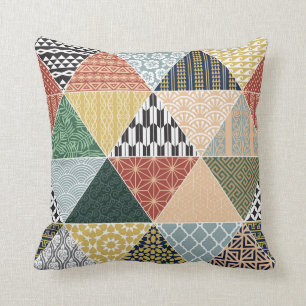 Tribal etnisch kleurrijk patchwork-patroon kussen