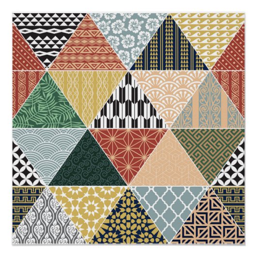 Tribal etnisch kleurrijk patchwork-patroon perfect poster (Voorkant)