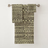 Tribal Etnisch Modderdoek Patroon Beige Bruin Bad Handdoek (Insitu)