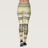 Tribal Etnische Crème Aarde Tonen Bruin Olive Khak Leggings (Achterkant)