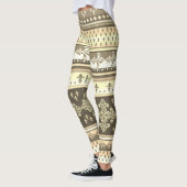 Tribal Etnische Crème Aarde Tonen Bruin Olive Khak Leggings (Links)