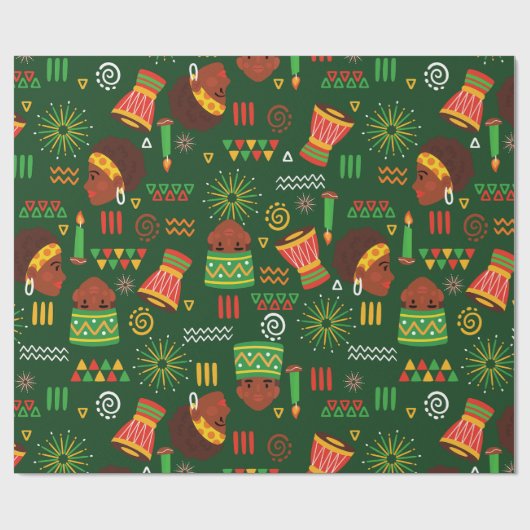 Tribal etnische inheemse Afrikaanse Kwanzaa vakant Cadeaupapier (Vlak)