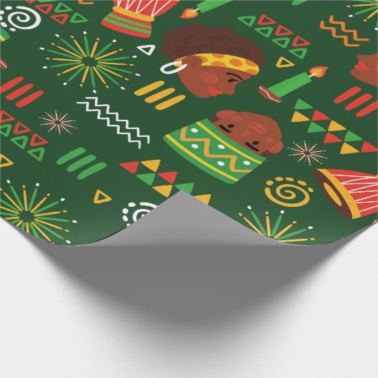 Tribal etnische inheemse Afrikaanse Kwanzaa vakant Cadeaupapier (Hoek)