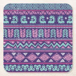 Tribal Etnische: Kleurrijk Naadloos Patroon. Kartonnen Onderzetters