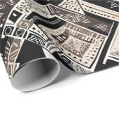 Tribal Etnische Moderne Aardse Afro-Amerikaanse Gi Cadeaupapier (Rol Hoek)
