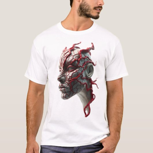 Tribal Face Blood Veins Abstracte kunst T-shirt (Voorkant)