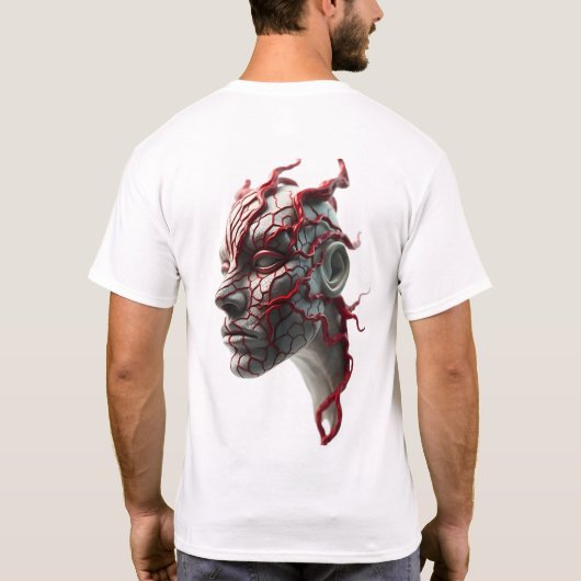 Tribal Face Blood Veins Abstracte kunst T-shirt (Achterkant)