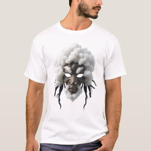Tribal Face in Clouds - Inspirerende kunst T-shirt