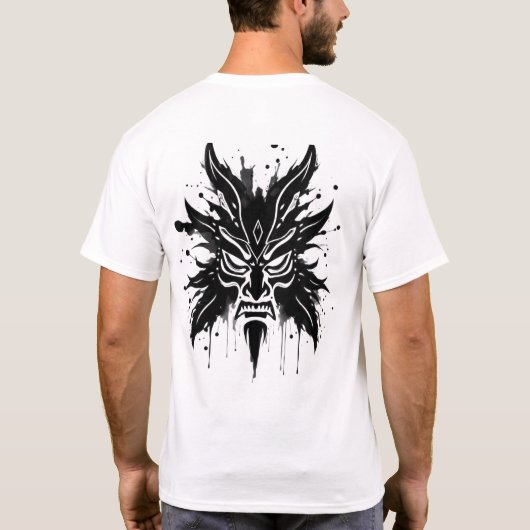Tribal Face Ink Splash Art T-shirt (Achterkant)